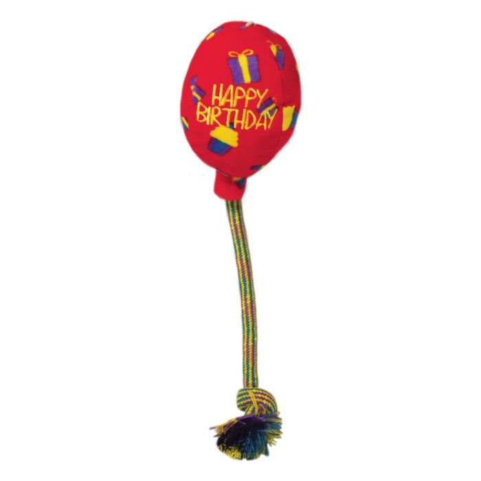 KONG Occasions Red Birthday Balloon Rope  Plush Dog toy - Medium Image