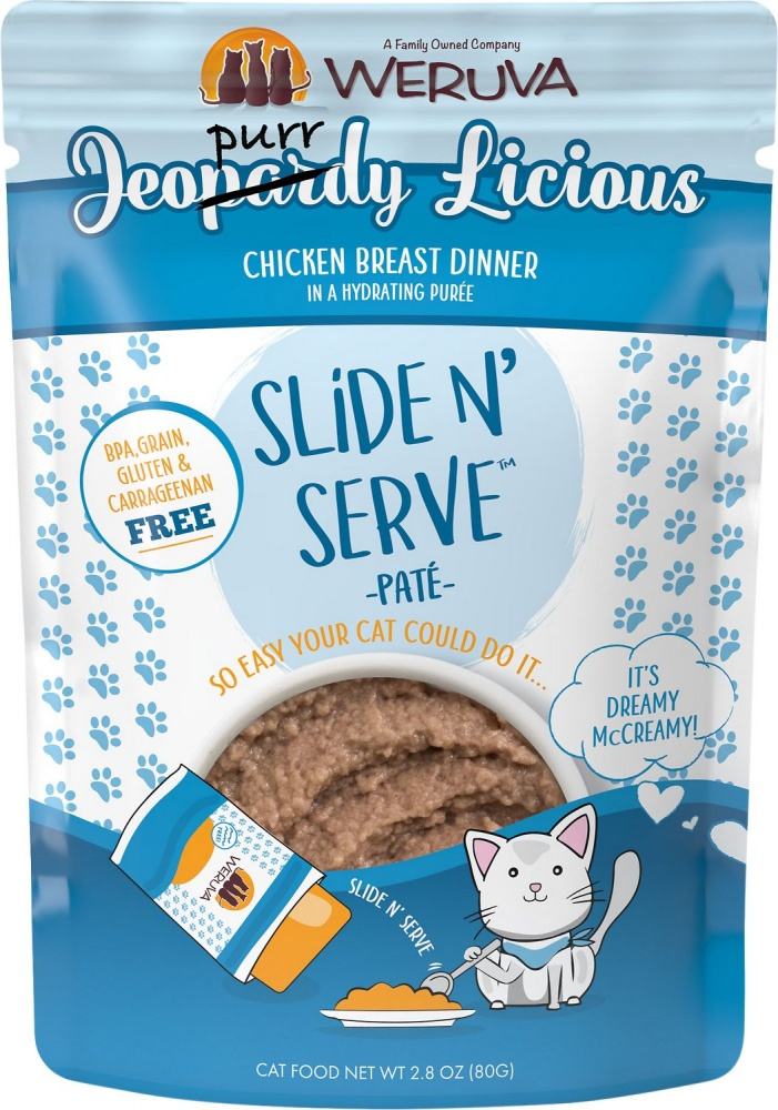 Weruva Slide N' Serve Grain Free Jeopurrdy Licious Chicken Dinner Wet Cat Food Pouch - 2.8 oz, case of 12 Image