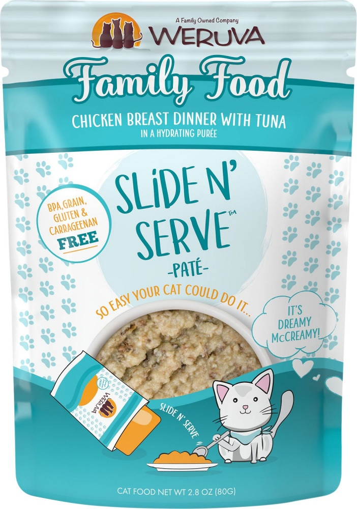 Weruva Slide N' Serve Grain Free Family Food Chicken Breast Dinner with Tuna Wet Cat Food Pouch - 2.8 oz, case of 12 Image