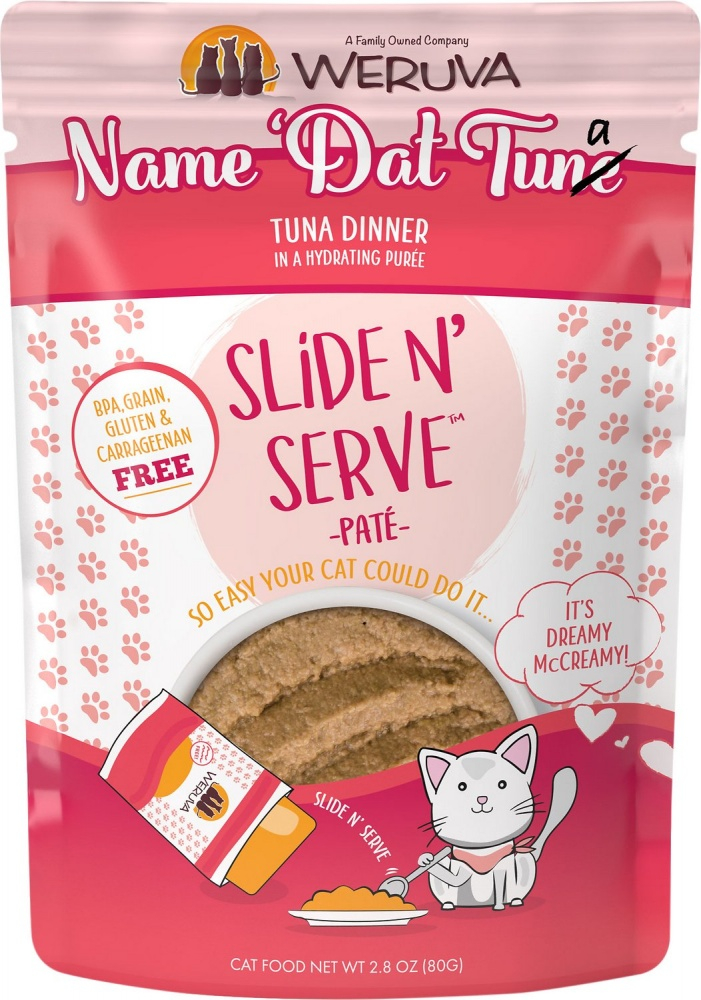Weruva Slide N' Serve Grain Free Name 'Dat Tuna Tuna Dinner Wet Cat Food Pouch - 5.5 oz, case of 12 Image