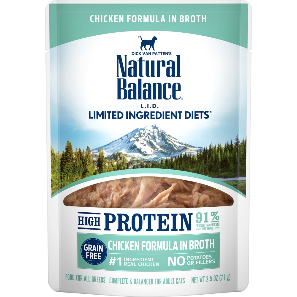 Natural Balance L.I.D. Limited Ingredient Diets High Protein Chicken in Broth Pouch Wet Cat Food - 2.5 oz, case of 24 Image