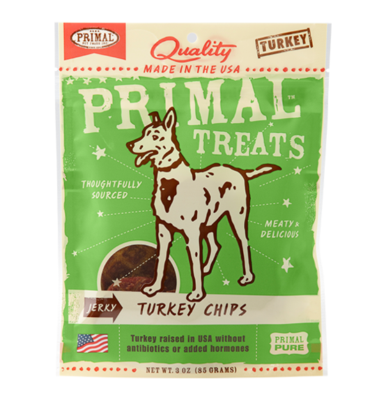 Primal Grain Free Jerky Turkey Chips Dog Treats - 3 oz Image