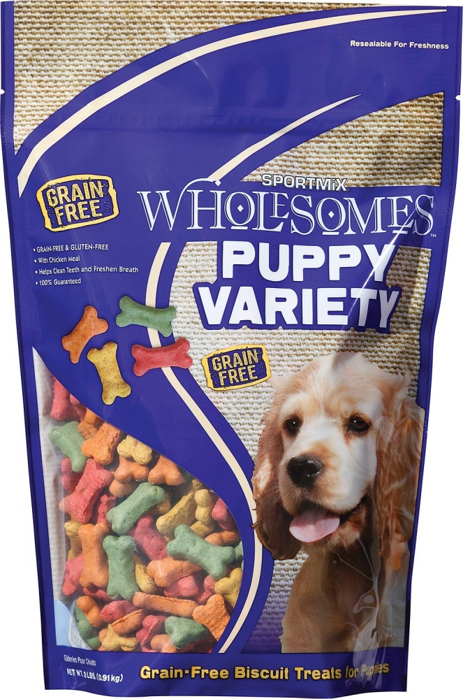 SPORTMiX Wholesomes Puppy Variety Biscuits Grain Free Dog Treats - 2 lb Bag Image