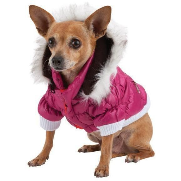 Pet Life Metallic Pink Fashion Parka Insulated Dog Coat with Removable Hood - Medium Image