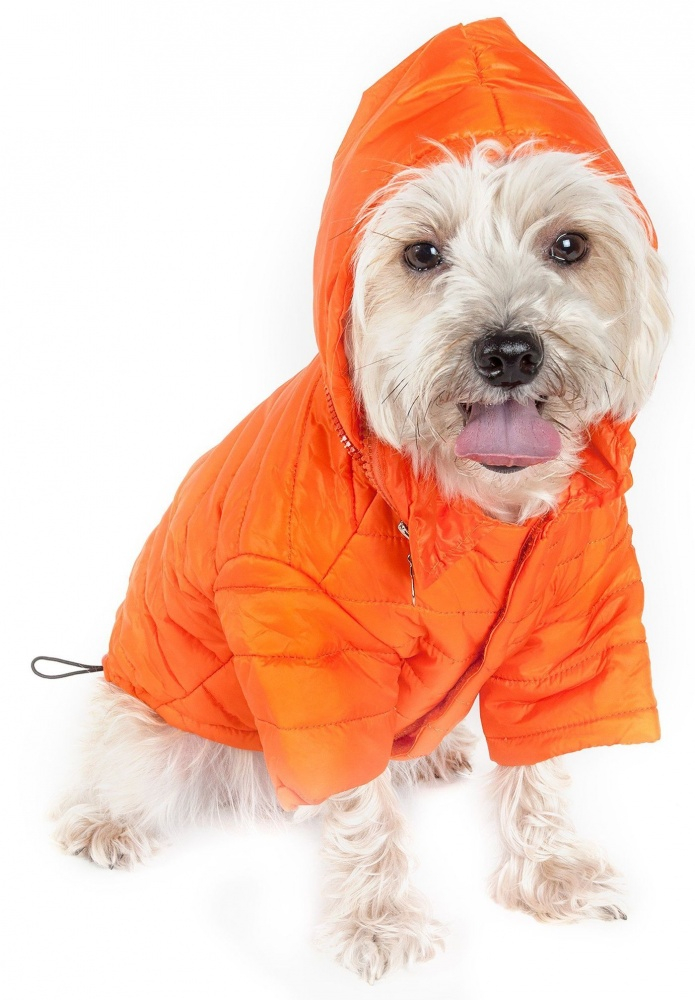 Pet Life Adjustable Orange Sporty Avalanche Dog Coat with Pop Out Zippered Hood - Small Image