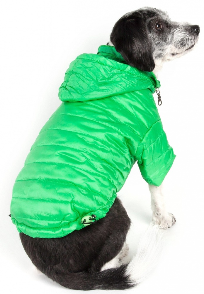 Pet Life Adjustable Mint Green Sporty Avalanche Dog Coat with Pop Out Zippered Hood - Large Image