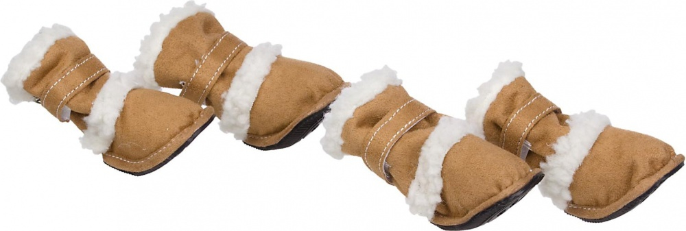Pet Life Shearling Duggz Insulated Beige Dog Shoes - Small Image