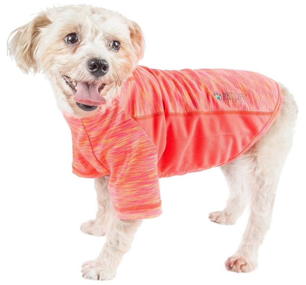 Pet Life Active Warf Speed Sporty Performance Dog T-Shirt in Neon Orange - Small Image
