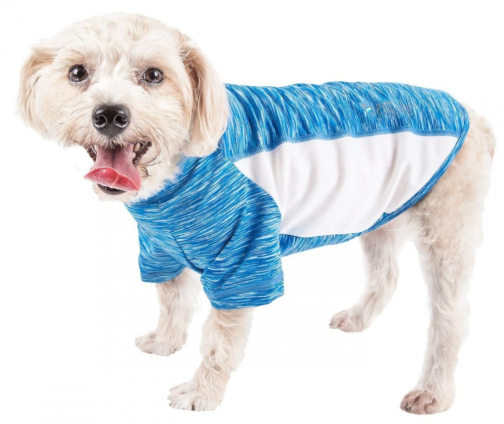 Pet Life Active Warf Speed Sporty Performance Dog T-Shirt in Blue - Small Image