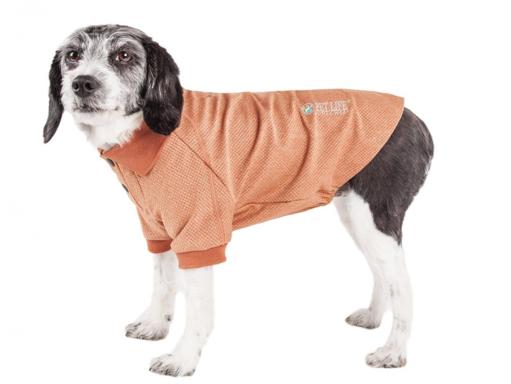Pet Life Active Relax Stretch Fur Flexed Tan Polo Dog T-Shirt - Large Image