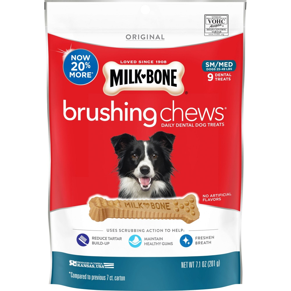 Milk-Bone Original Daily Dental Brushing Chews for Small  Medium Dogs - 19.6 oz, 25-pack Image