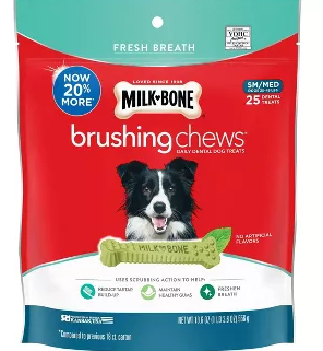 Milk-Bone Fresh Breath Daily Dental Brushing Chews for Small  Medium Dogs - 19.6 oz, 25-pack Image