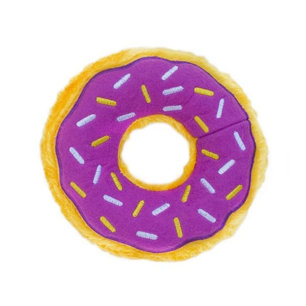 ZippyPaws Grape Jelly Donutz Squeaky No Stuffing Plush Dog toy - Grape Jelly Donut Image