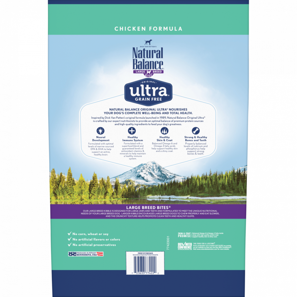 Natural Balance Original Ultra Grain Free Large Breed Bites Chicken Recipe Dry Dog Food | PetFlow