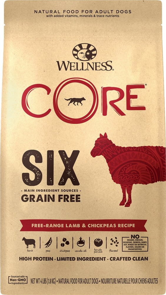 Wellness CORE SIX Free-Range Lamb with Chickpeas Recipe Dry Dog Food - 4 lb Bag Image