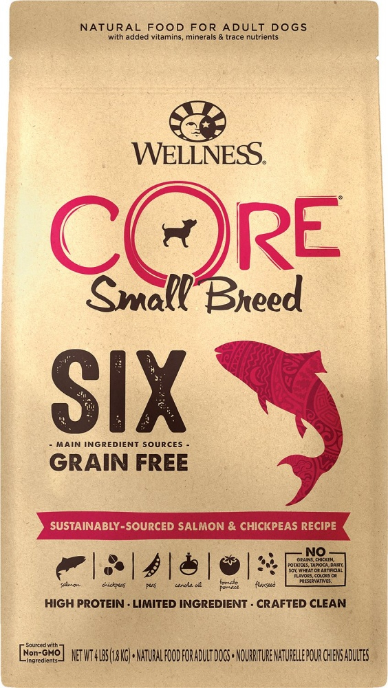 Wellness CORE SIX Salmon with Chickpeas Recipe Small Breed Dry Dog Food - 4 lb Bag Image