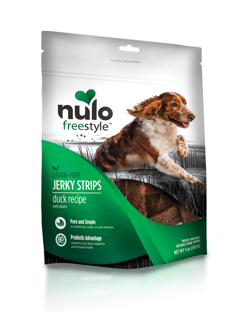Nulo Freestyle Grain Free Duck  Plum Recipe Jerky Dog Treats - 5 oz Image