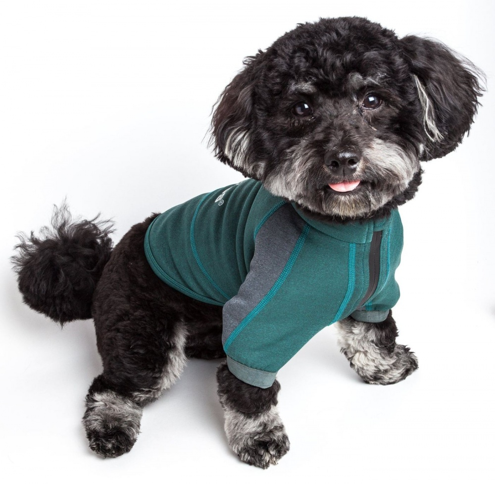 Pet Life Dog Helios Eboneflow Forest Green Flexible Performance Breathable Yoga Dog T-Shirt - X-Small Image