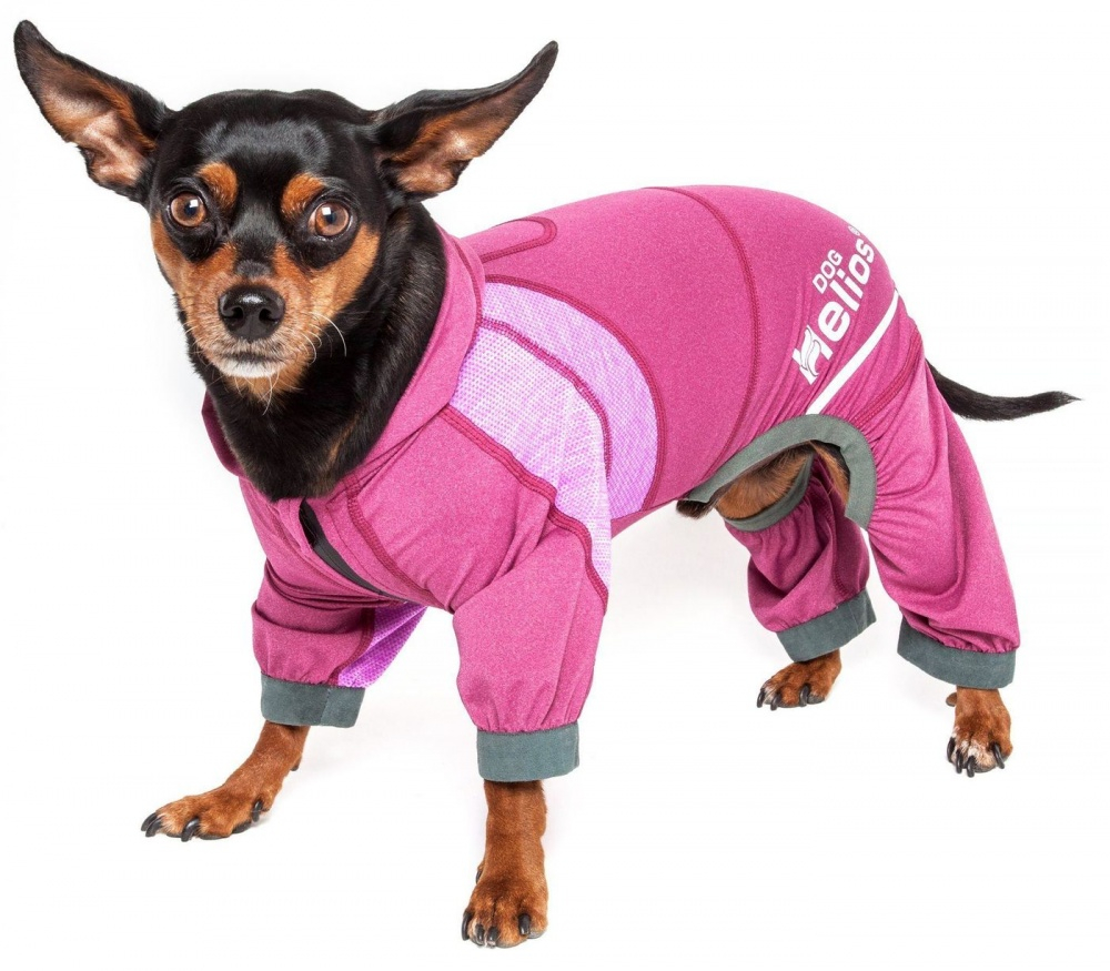 Pet Life Dog Helios Namastail Pink Full Bodied Performance Breathable Yoga Dog Hooded Tracksuit - Medium Image