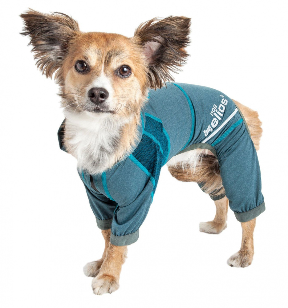 Pet Life Dog Helios Namastail Teal Full Bodied Performance Breathable Yoga Dog Hooded Tracksuit - X-Small Image