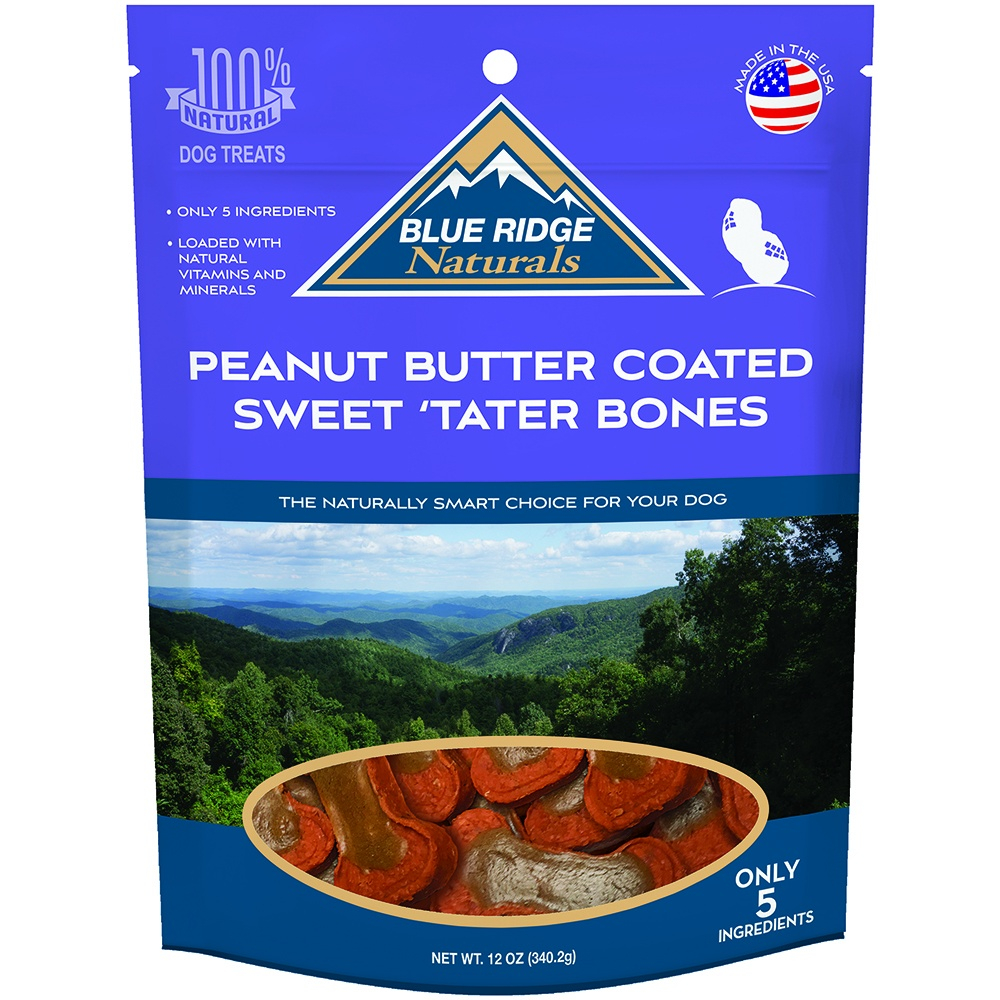 Blue Ridge Naturals Peanut Butter Coated Sweet 'Tater Bones Dog Treats - 12 oz Image