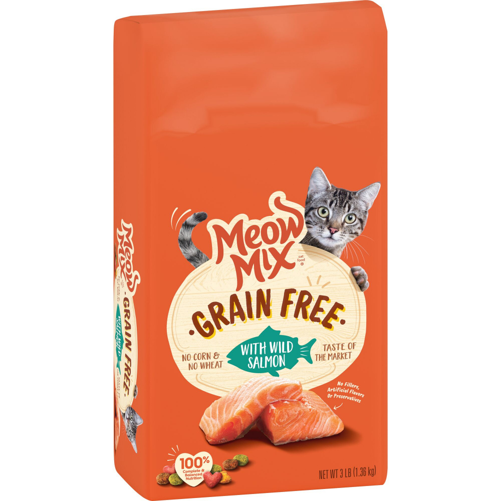 Meow Mix Grain Free Wild Salmon Recipe Dry Cat Food - 3 lb Bag Image
