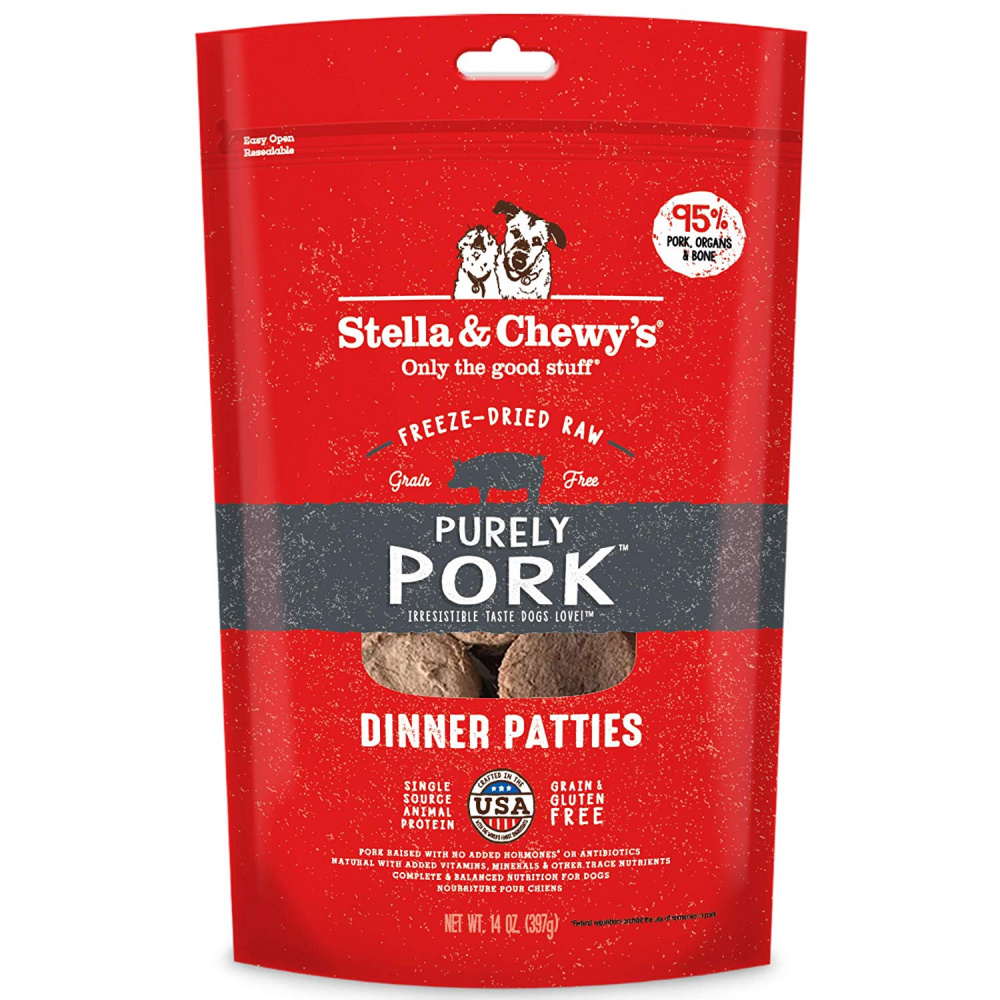 Stella  Chewy's Purely Pork Grain Free Dinner Patties Freeze Dried Raw Dog Food - 14 oz Image