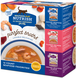Rachael Ray Nutrish Purrfect Broths Seafood Favorites Wet Cat Food Topper Variety Pack - 1.4 oz. case of 12 Image