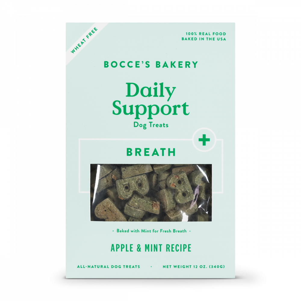 Bocce's Bakery Daily Support Apple  Mint Recipe Functional Breath Biscuit Dog Treats - 12 oz Image