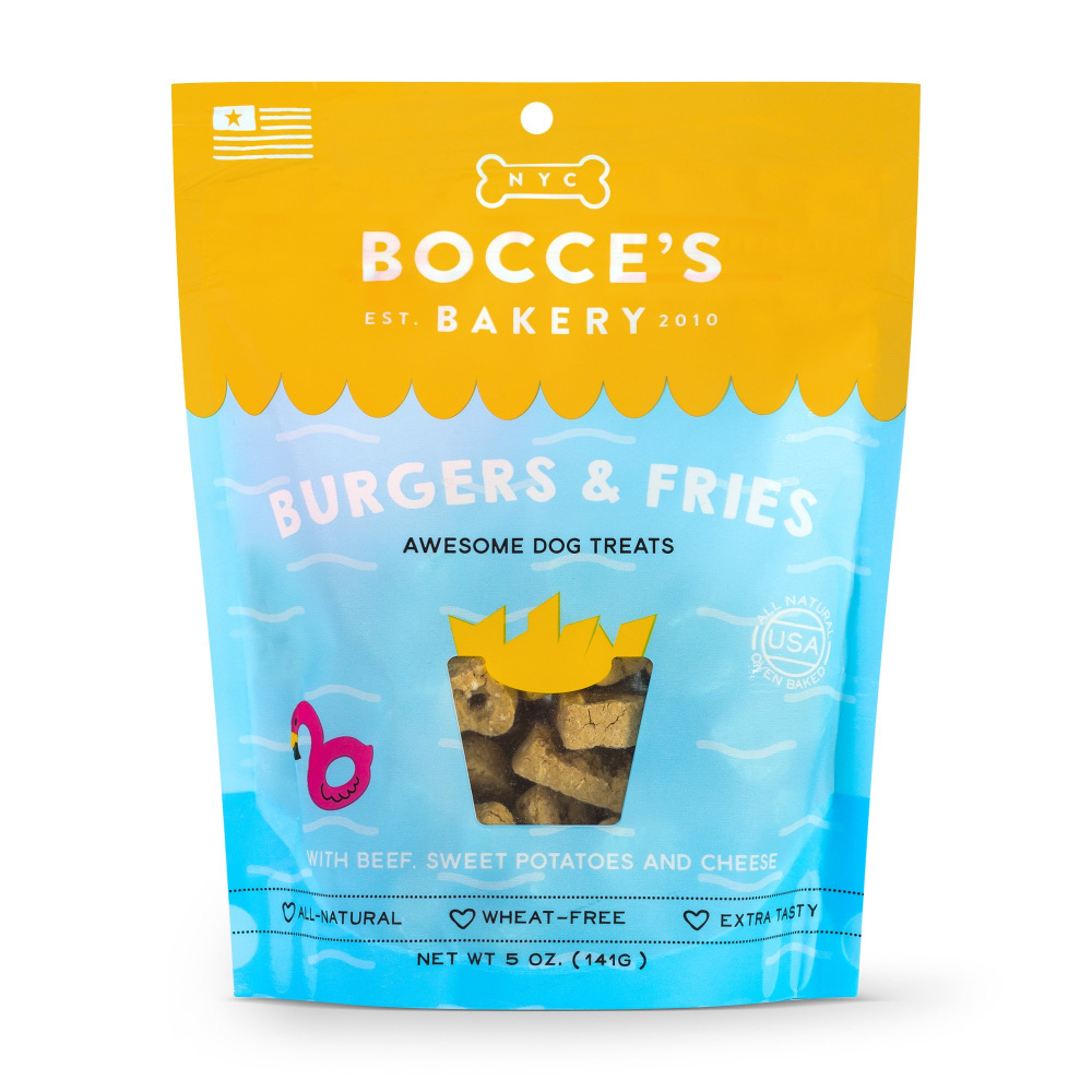 Bocce's Bakery Burgers  Fries Recipe Biscuit Dog Treats - 5 oz Image