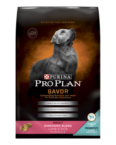 Purina Pro Plan Savor Shredded Blend Lamb  Rice With Probiotics Formula Adult Dry Dog Food - 6 lb Bag Image