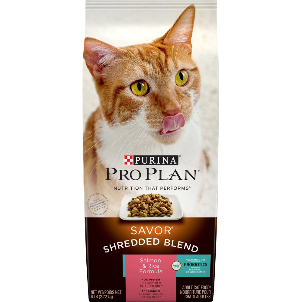 Purina Pro Plan Savor Shredded Blend Salmon  Rice Formula Adult Dry Cat Food - 6 lb Bag Image