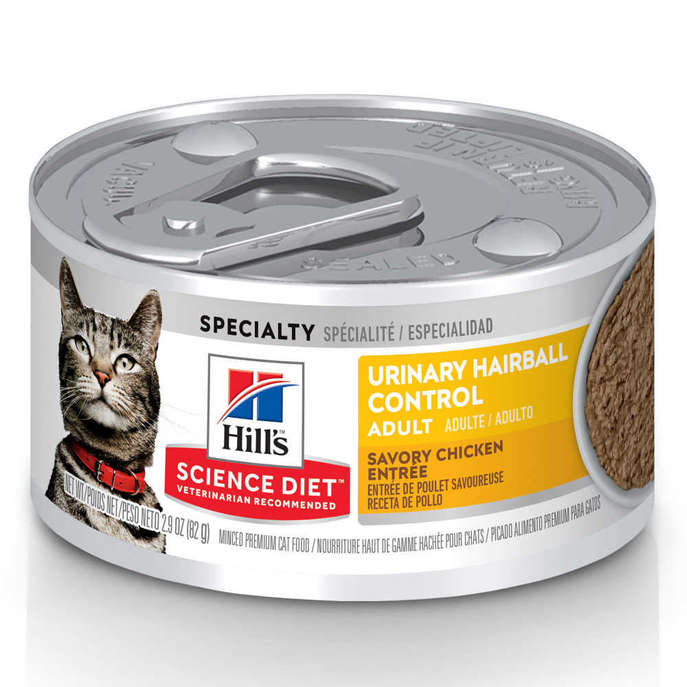 Hill's Science Diet Urinary  Hairball Control Savory Chicken Entree Adult Canned Cat Food - 2.9 oz, case of 12 Image