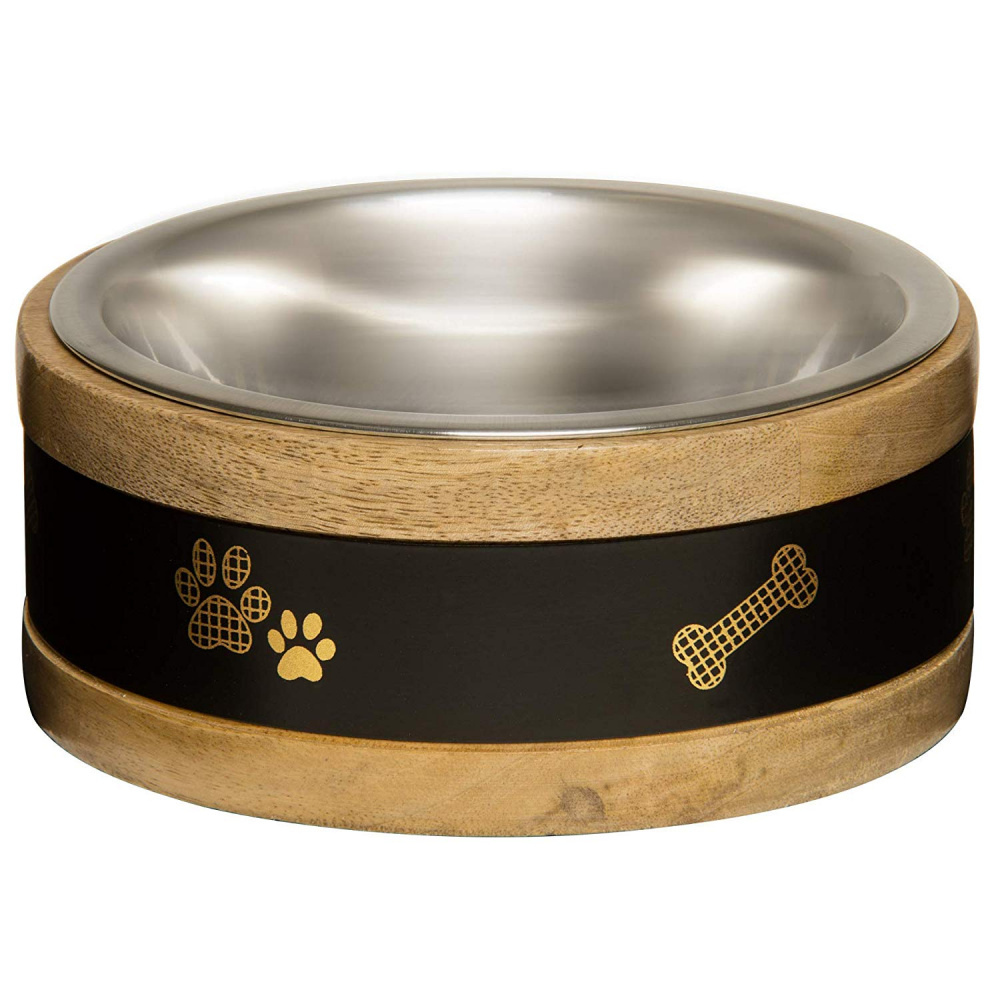 Loving Pets Black Label Wooden Ring Dog Bowl - 1-quart Image