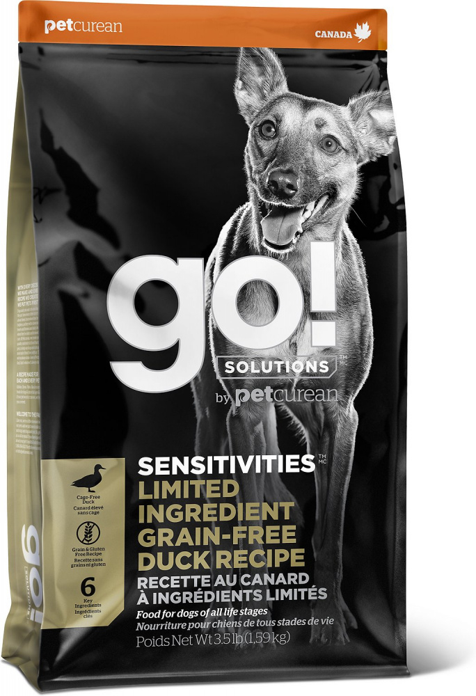 Petcurean GO! Solutions Sensitivies Grain Free Duck Recipe Dry Dog Food - 3.5 lb Bag Image