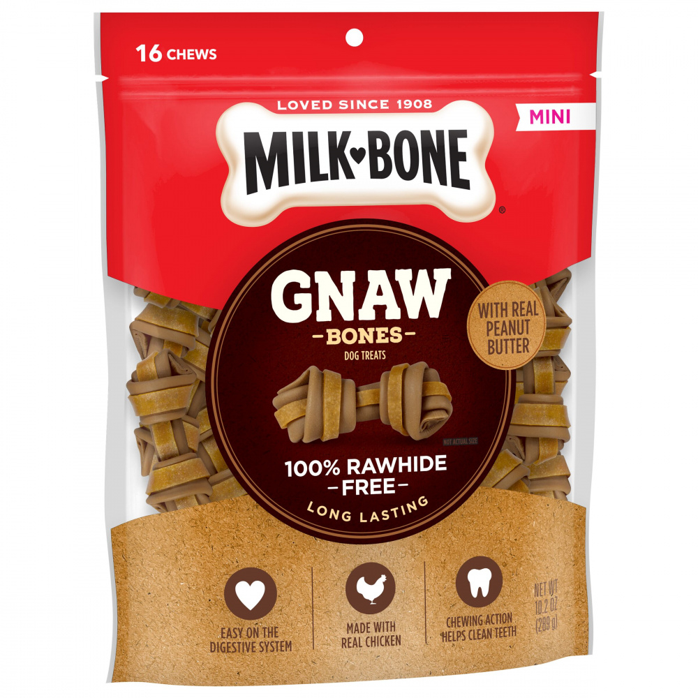 Milk-Bone GnawBones Peanut Butter  Chicken Long Lasting Mini Dog Treats - 5.1 oz Image