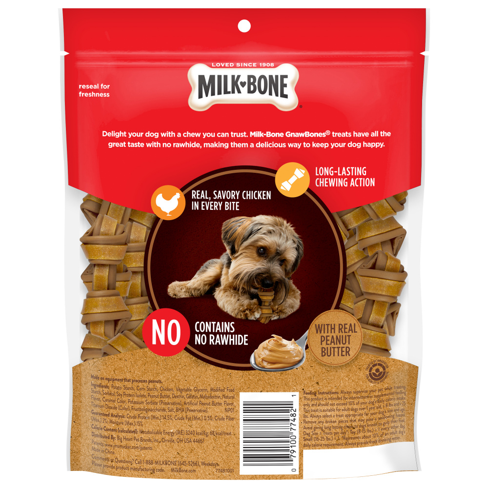 MilkBone GnawBones Peanut Butter Chicken Long Lasting Mini Dog