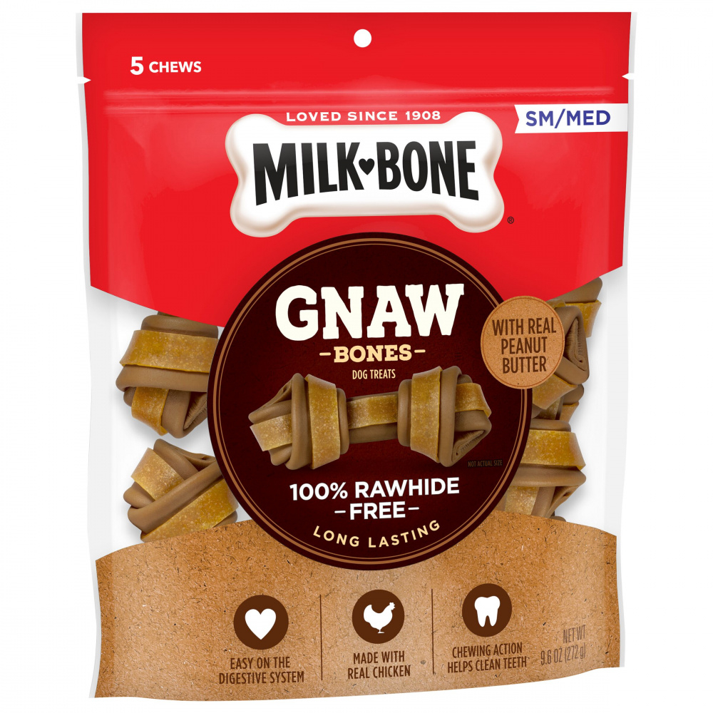 Milk-Bone GnawBones Peanut Butter  Chicken Long Lasting Small  Medium Dog Treats - 9.6 oz Image