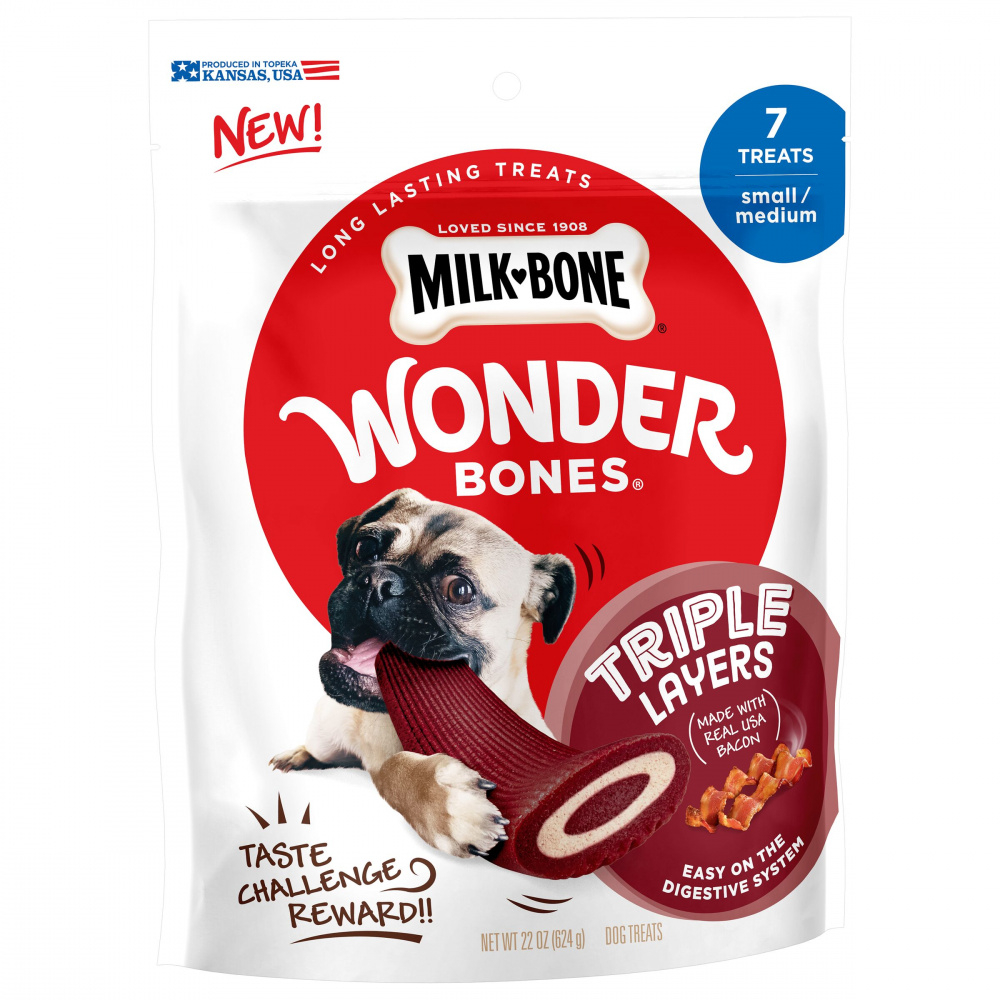 Milk-Bone Wonder Bones Triple Layers Real Long Lasting Real USA Bacon Dog Treats - 6.2 oz Image
