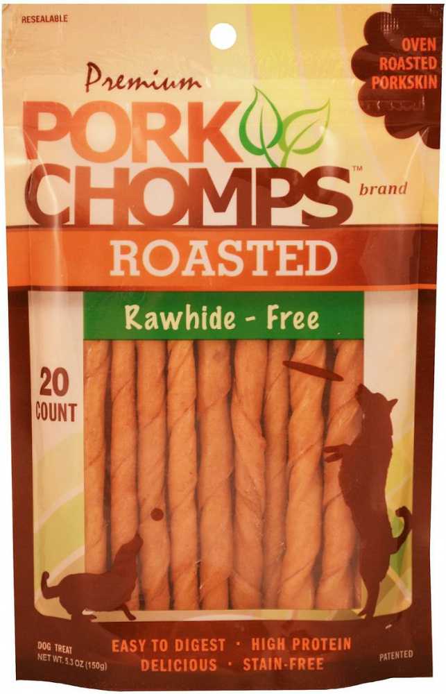 Premium Pork Chomps Rawhide Free Roasted Twists Dog Treats - 20-ct Image
