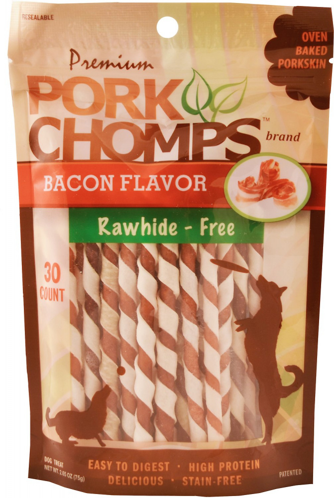 Premium Pork Chomps Bacon Twists Dog Treats - 30-ct Image