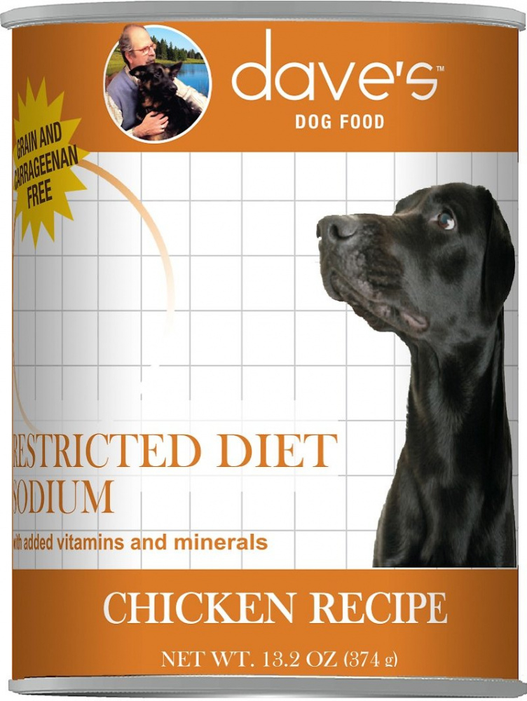 Dave's Restricted Diet Sodium Chicken Recipe Canned Dog Food - 13.2 oz, case of 12 Image