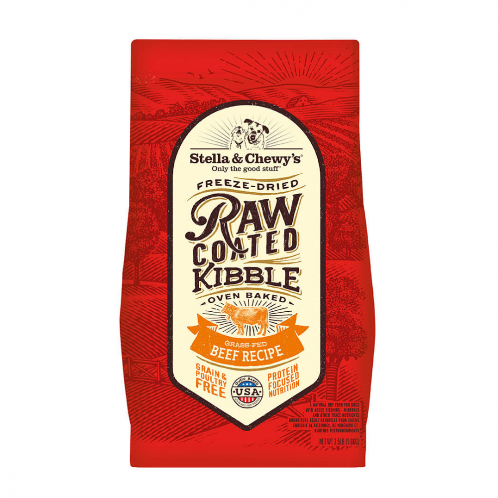 Stella  Chewy's Raw Coated Kibble Grass Fed Beef Recipe Dry Dog Food - 3.5 lb Bag Image