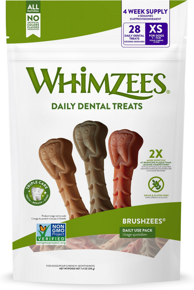 Whimzees Daily Use Brushzees Extra Small Pack Dental Dog Treats - 7.4 oz Image