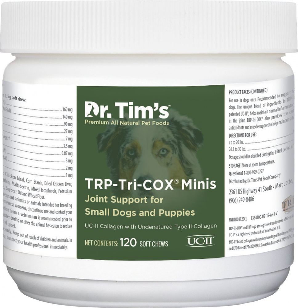 Dr. Tim's TRP-Tri-Cox Mini Joint Mobility Small Breed  Puppy Dog Supplements - 120-ct Image