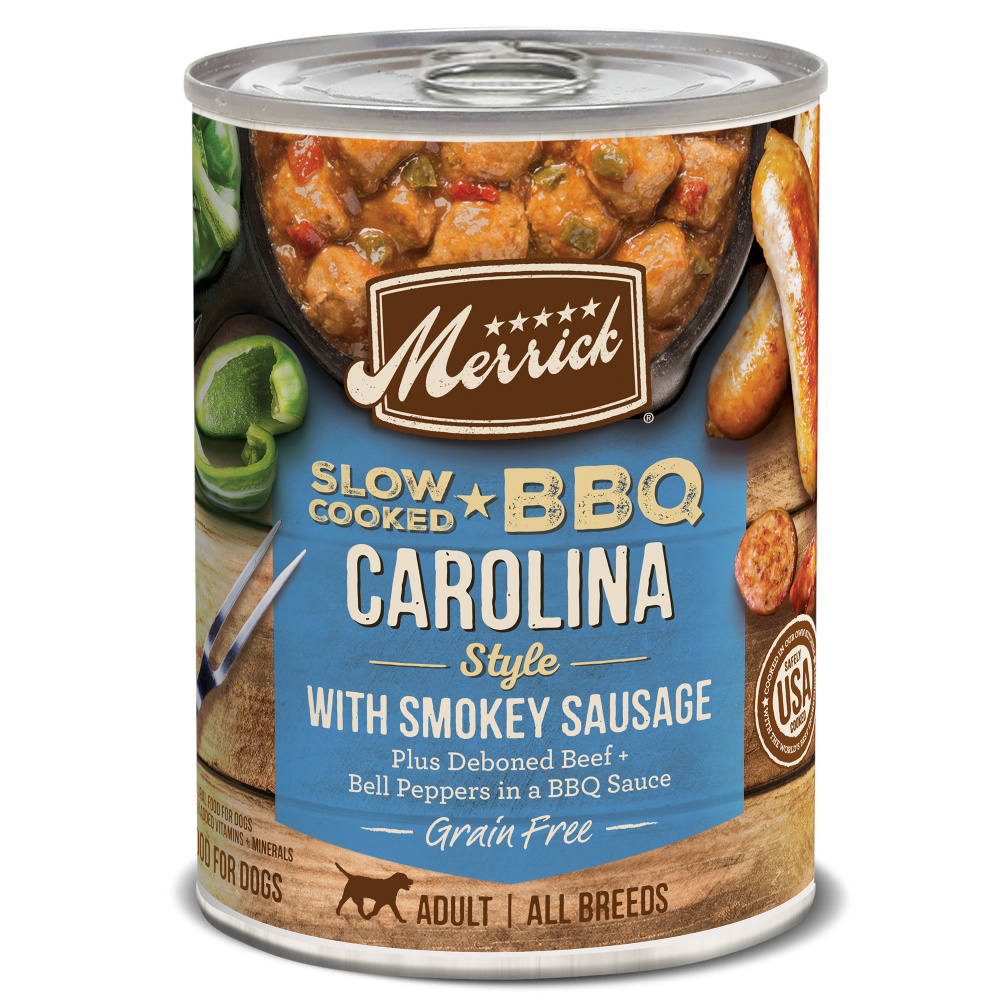 Merrick Grain Free Slow Cooked BBQ Carolina Style Sausage Recipe Canned Dog Food - 12.7 oz, case of 12 Image