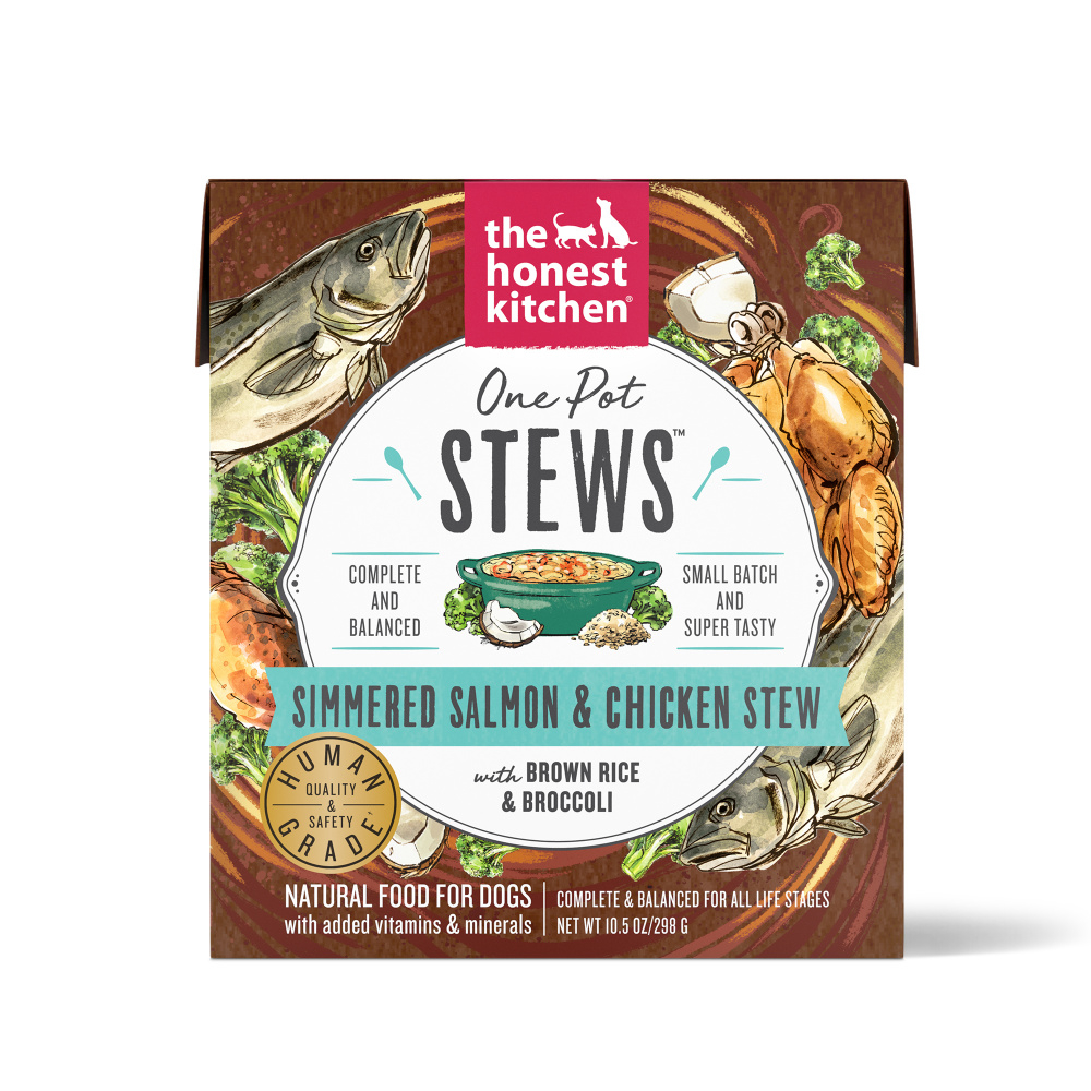 The Honest Kitchen One Pot Stew Simmered Salmon Stew with Brown Rice  Broccoli Dog Food - 10.5 oz, case of 6 Image