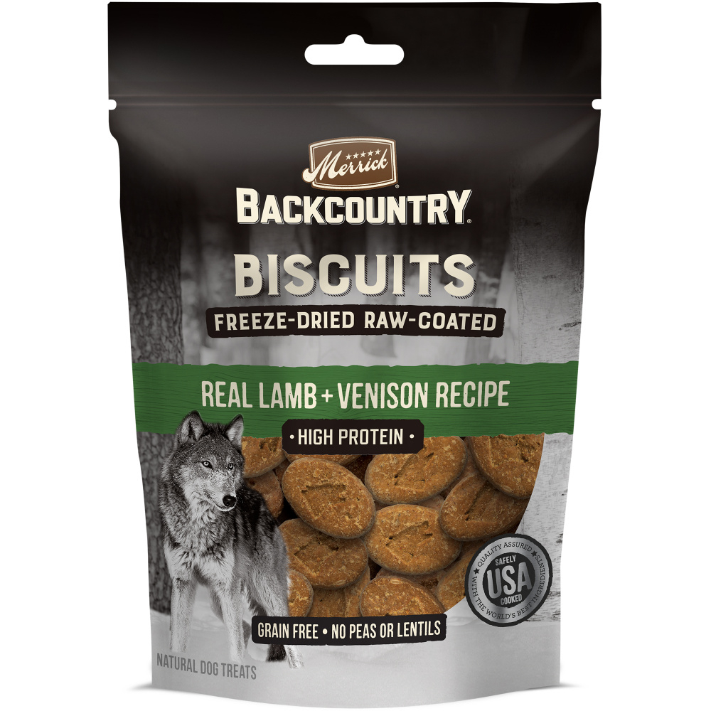 Merrick Backcountry Grain Free Lamb  Venison Recipe Freeze Dried Raw Coated Biscuit Dog Treats - 10 oz Image