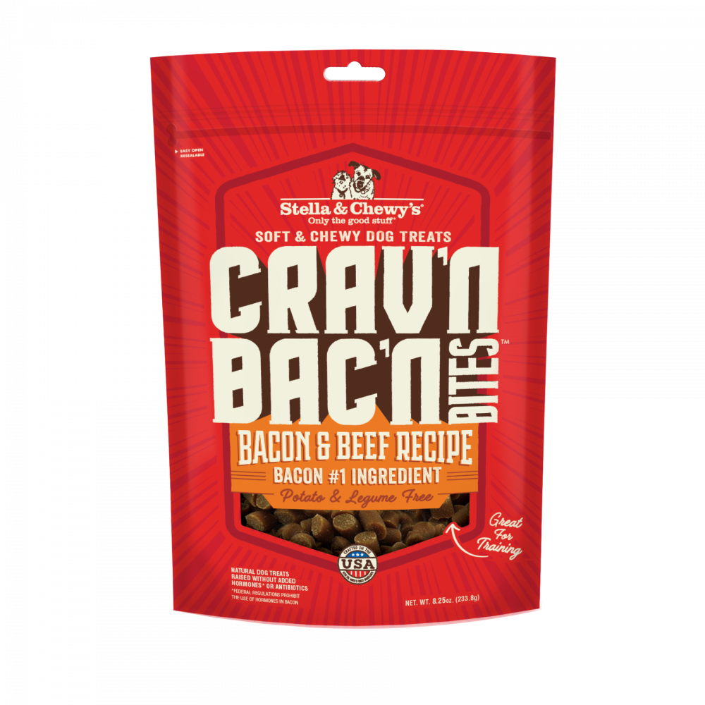 Stella  Chewy's Crav'n Bac'n Bites Bacon  Beef Recipe Dog Treats - 8.25 oz Image