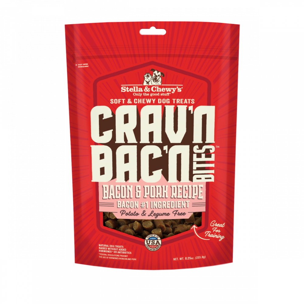 Stella  Chewy's Crav'n Bac'n Bites Bacon  Pork Recipe Dog Treats - 8.25 oz Image